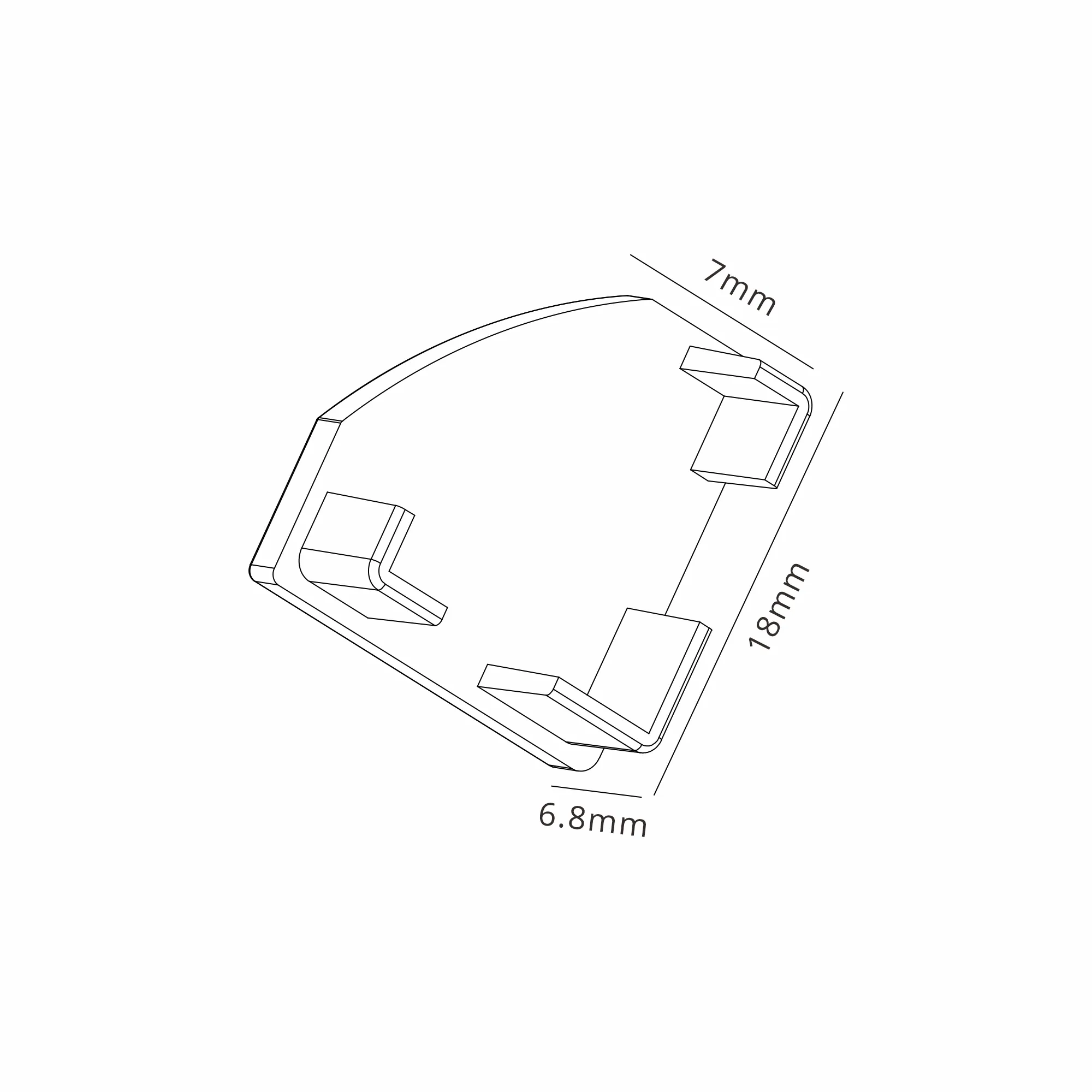 Tiras 18mm x 18mm Black Corner Profile End Cap Without Hole (1pc) for M7418 M8063  Mantra Fusion Tiras LED Profile